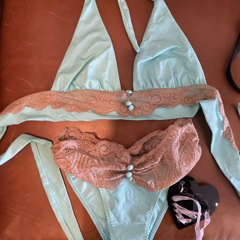 Beach Bunny Lace Halter Top (M) and Skimpy Bottom (XS) set